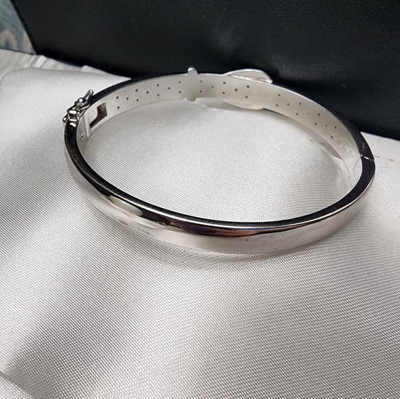 Silver and Diamond Belt Buckle Bangle - Picture 3 of 3